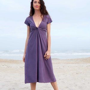 Gaia Conceptions TWIST COLLAR BABYDOLL BELOW KNEE DRESS (natural dye: SAGE)